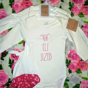 Rae Dunn Baby Christmas Onesie & Hat Set 3/6 Mon